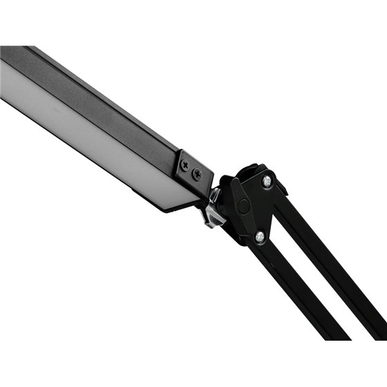 Lampara de escritorio q-connect rigel led 8w 320 lm aluminio con pinza brazo doble3 articulaciones color negro