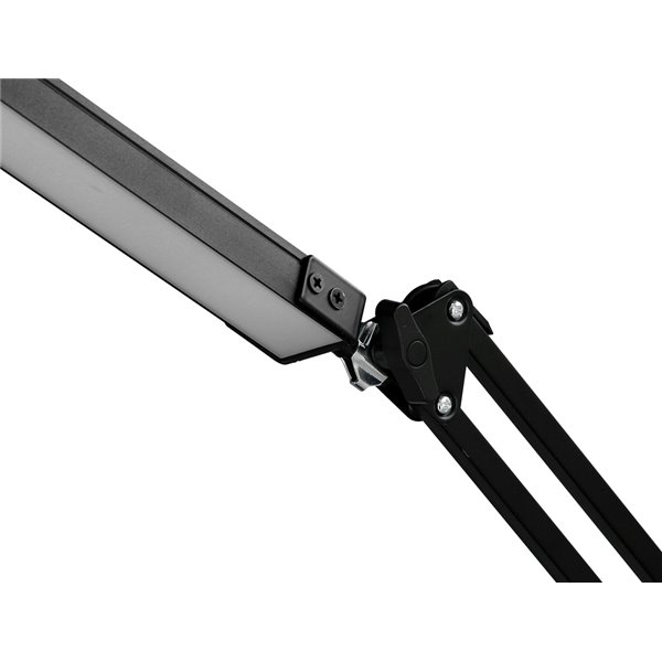 Lampara de escritorio q-connect rigel led 8w 320 lm aluminio con pinza brazo doble3 articulaciones color negro