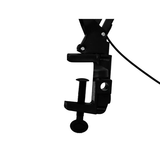 Lampara de escritorio q-connect rigel led 8w 320 lm aluminio con pinza brazo doble3 articulaciones color negro