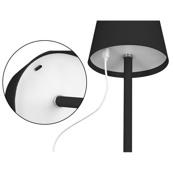 Lampara de escritorio q-connect nova led 2w 200 lm metalica tactil recargable usb-c color negro