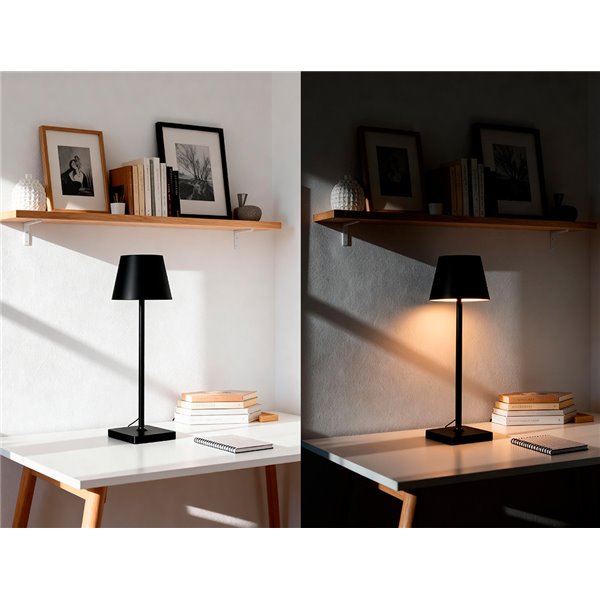 Lampara de escritorio q-connect nova led 2w 200 lm metalica tactil recargable usb-c color negro