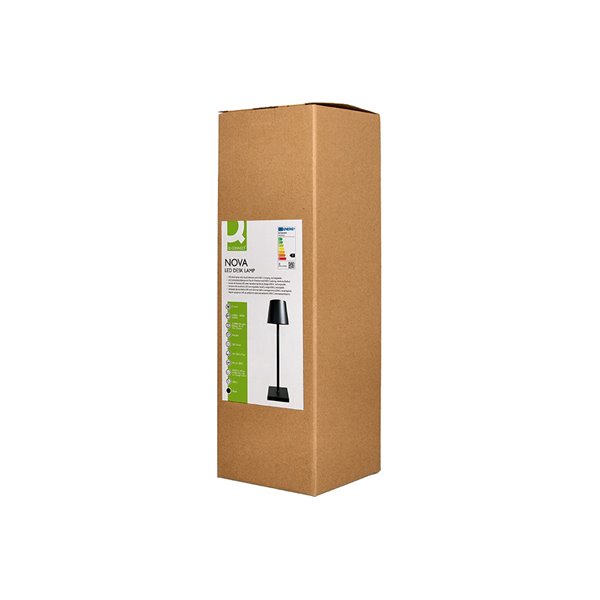 Lampara de escritorio q-connect nova led 2w 200 lm metalica tactil recargable usb-c color negro