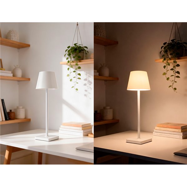 Lampara de escritorio q-connect nova led 2w 200 lm metalica tactil recargable usb-c color blanco