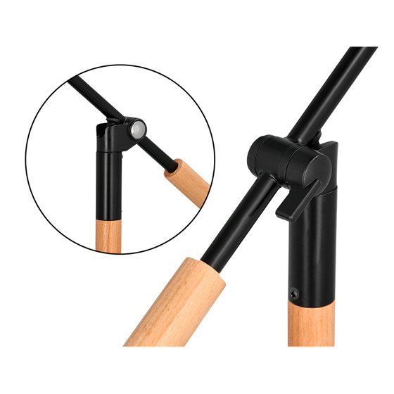 Lampara de escritorio q-connect deneb metalica con detalles de madera interruptor2 articulaciones color negro