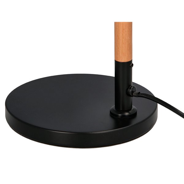 Lampara de escritorio q-connect deneb metalica con detalles de madera interruptor2 articulaciones color negro