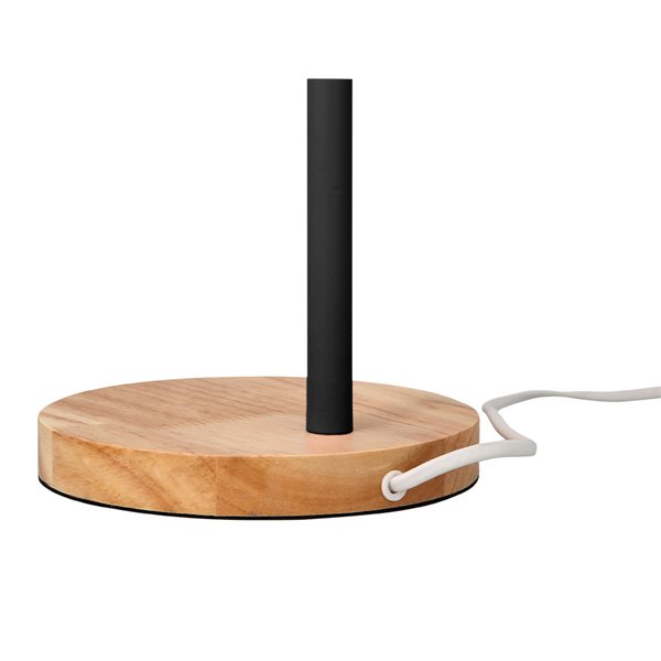 Lampara de escritorio q-connect orion metalica con detalles de madera brazo flexible color negro