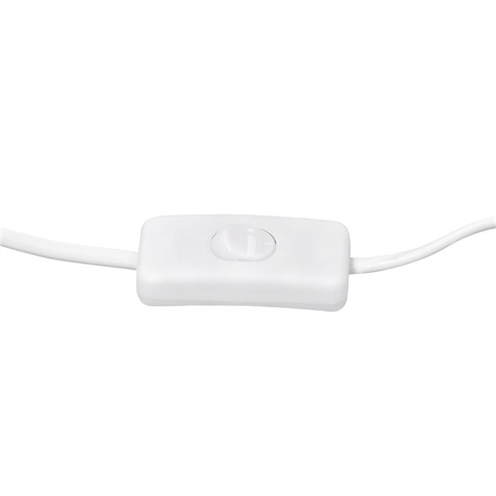 Lampara de escritorio q-connect orion metalica con detalles de madera brazo flexible color blanco