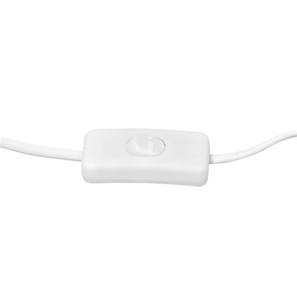 Lampara de escritorio q-connect orion metalica con detalles de madera brazo flexible color blanco