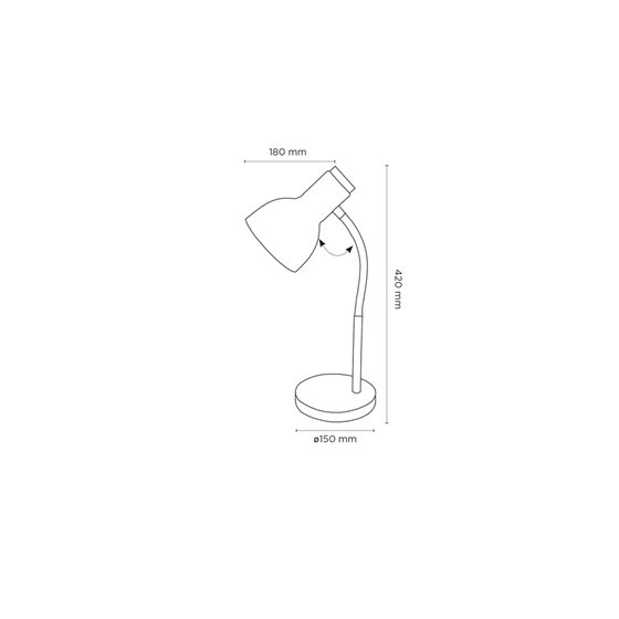 Lampara de escritorio q-connect orion metalica con detalles de madera brazo flexible color blanco