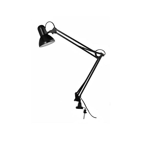 Lampara de escritorio q-connect antares metalica conpinza interruptor brazo doble 3 articulaciones color negro