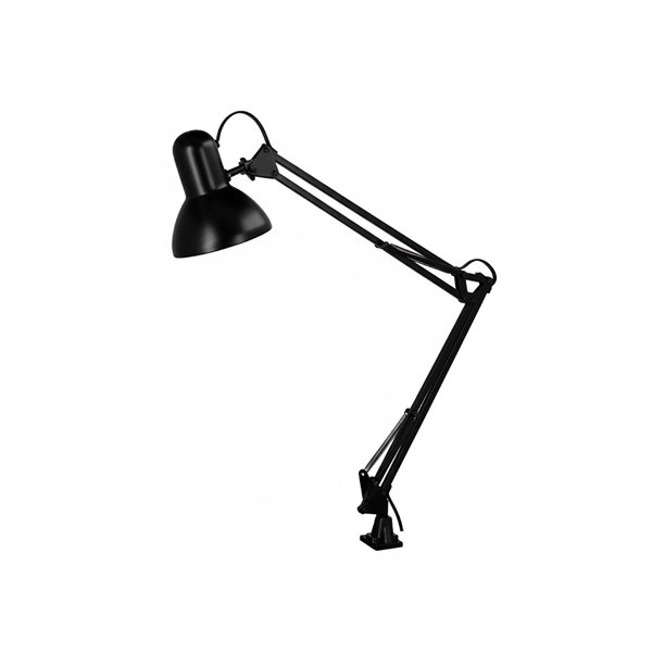 Lampara de escritorio q-connect antares metalica conpinza interruptor brazo doble 3 articulaciones color negro