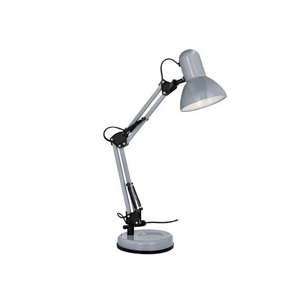 Lampara de escritorio q-connect polaris metalica coninterruptor brazo doble 3 articulaciones color plata