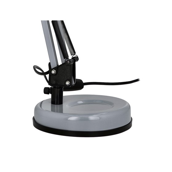 Lampara de escritorio q-connect polaris metalica coninterruptor brazo doble 3 articulaciones color plata