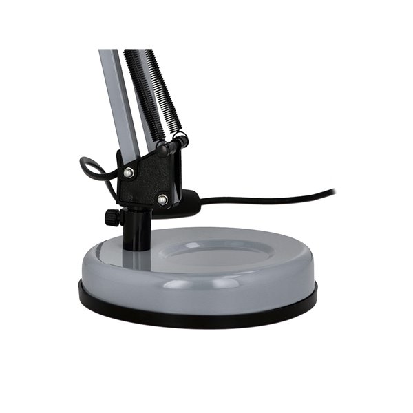 Lampara de escritorio q-connect polaris metalica coninterruptor brazo doble 3 articulaciones color plata