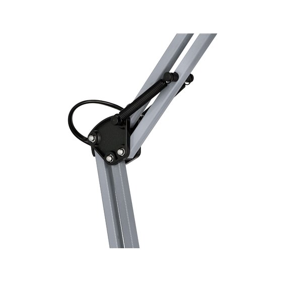 Lampara de escritorio q-connect polaris metalica coninterruptor brazo doble 3 articulaciones color plata