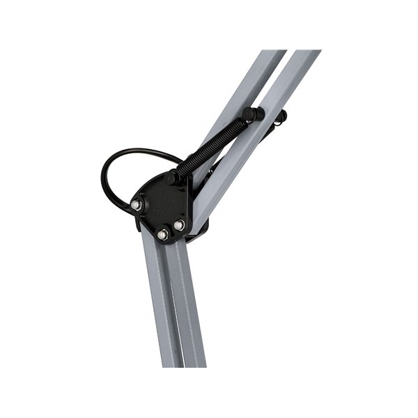 Lampara de escritorio q-connect polaris metalica coninterruptor brazo doble 3 articulaciones color plata