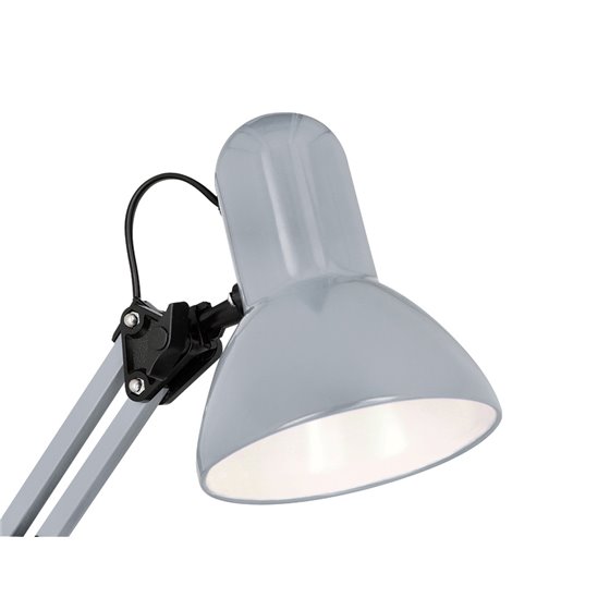 Lampara de escritorio q-connect polaris metalica coninterruptor brazo doble 3 articulaciones color plata