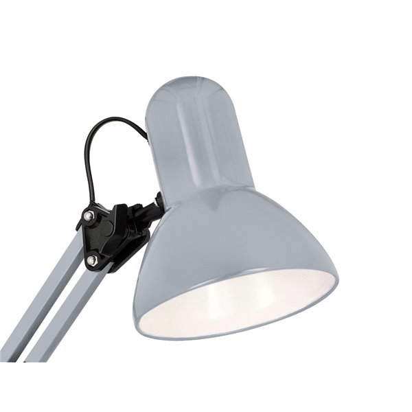 Lampara de escritorio q-connect polaris metalica coninterruptor brazo doble 3 articulaciones color plata