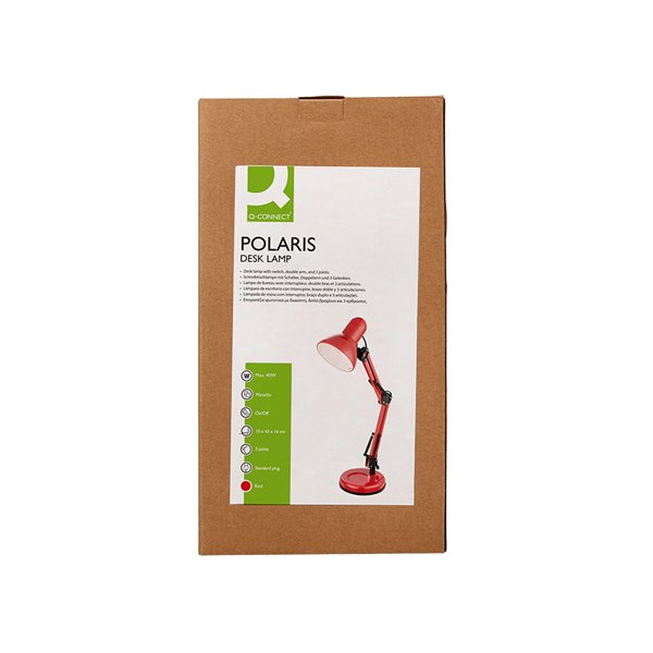 Lampara de escritorio q-connect polaris metalica coninterruptor brazo doble 3 articulaciones color rojo