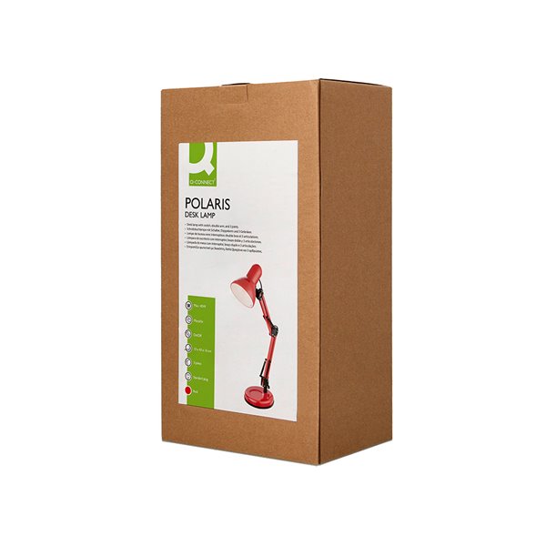 Lampara de escritorio q-connect polaris metalica coninterruptor brazo doble 3 articulaciones color rojo