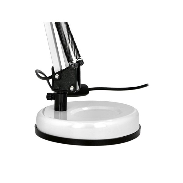 Lampara de escritorio q-connect polaris metalica coninterruptor brazo doble 3 articulaciones color blanco