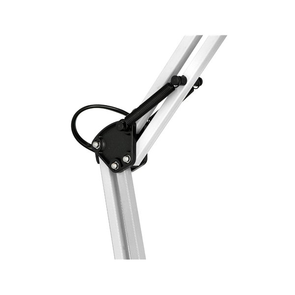 Lampara de escritorio q-connect polaris metalica coninterruptor brazo doble 3 articulaciones color blanco
