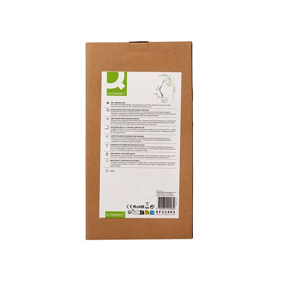 Lampara de escritorio q-connect polaris metalica coninterruptor brazo doble 3 articulaciones color blanco
