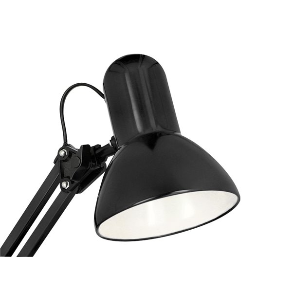 Lampara de escritorio q-connect polaris metalica coninterruptor brazo doble 3 articulaciones color negro