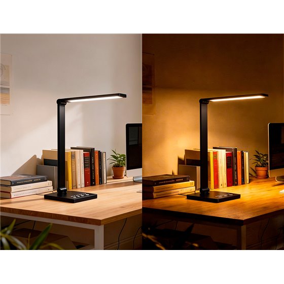 Lampara de escritorio q-connect vega led 10w 400 lm tactil 5 niveles de color brillo regulable color negro