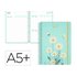 Agenda escolar liderpapel 26-27 espiral flowers dia pagina a5+ bilingue 80g papel fsc azul