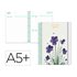 Agenda escolar liderpapel 26-27 espiral flowers dia pagina a5+ bilingue 80g papel fsc blanco