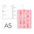 Agenda escolar liderpapel 26-27 espiral cottage semana vista a5 bilingue 80g papel fsc rosa fresas