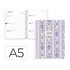 Agenda escolar liderpapel 26-27 espiral cottage semana vista a5 bilingue 80g papel fsc azul fresas