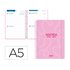 Agenda escolar liderpapel 26-27 espiral classic 2 dias pagina a5 bilingue 70g papel fsc rosa