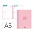 Agenda escolar liderpapel 26-27 espiral basic 2 dias pagina a5 bilingue 70g papel fsc rosa