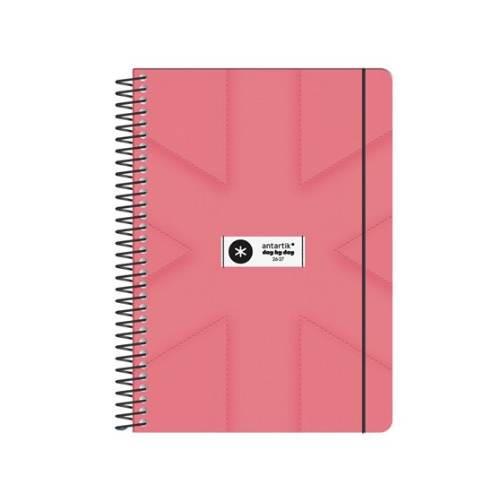 Agenda escolar antartik 26-27 espiral pack and go dia pagina 5+ bilingüe 80g papel fsc rosa coral