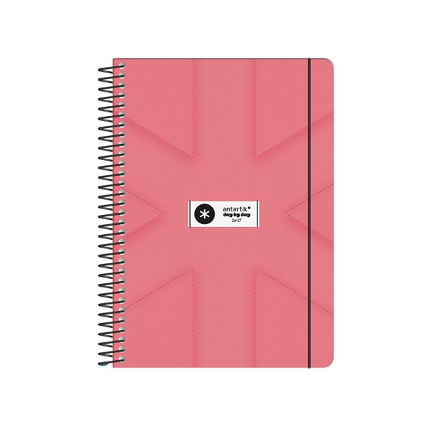 Agenda escolar antartik 26-27 espiral pack and go dia pagina 5+ bilingüe 80g papel fsc rosa coral