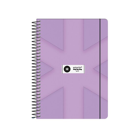 Agenda escolar antartik 26-27 espiral pack and go dia pagina 5+ bilingüe 80g papel fsc morado