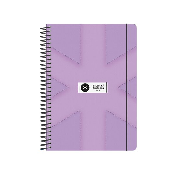 Agenda escolar antartik 26-27 espiral pack and go dia pagina 5+ bilingüe 80g papel fsc morado