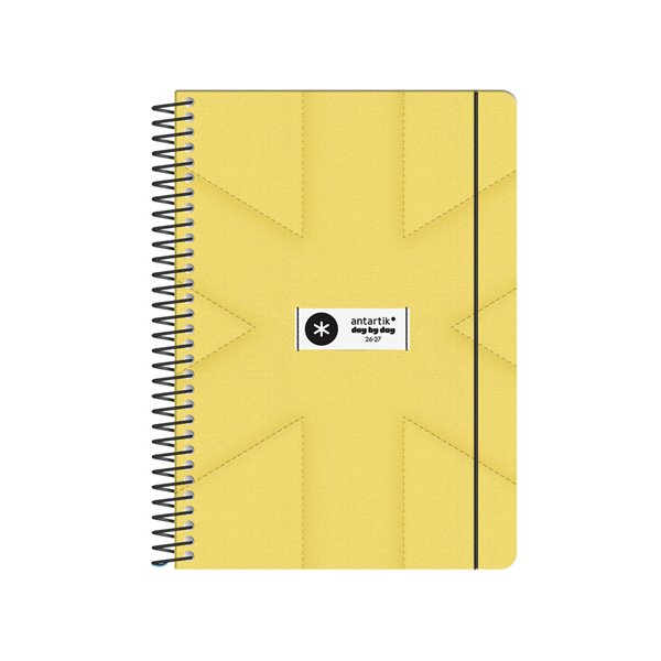Agenda escolar antartik 26-27 espiral pack and go dia pagina 5+ bilingüe 80g papel fsc amarillo