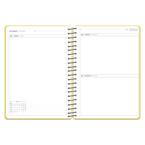 Agenda escolar antartik 26-27 espiral pack and go dia pagina 5+ bilingüe 80g papel fsc amarillo