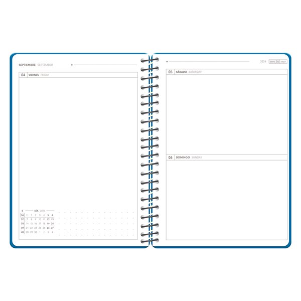 Agenda escolar antartik 26-27 espiral pack and go dia pagina 5+ bilingüe 80g papel fsc turquesa