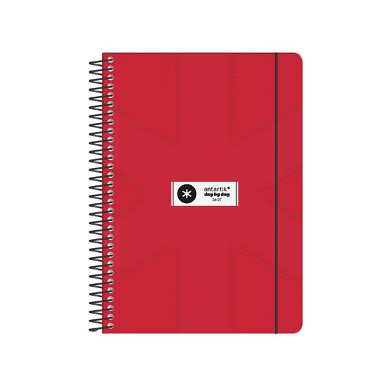 Agenda escolar antartik 26-27 espiral pack and go dia pagina 5+ bilingüe 80g papel fsc rojo