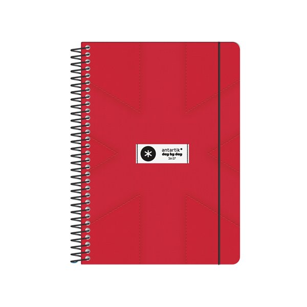 Agenda escolar antartik 26-27 espiral pack and go dia pagina 5+ bilingüe 80g papel fsc rojo