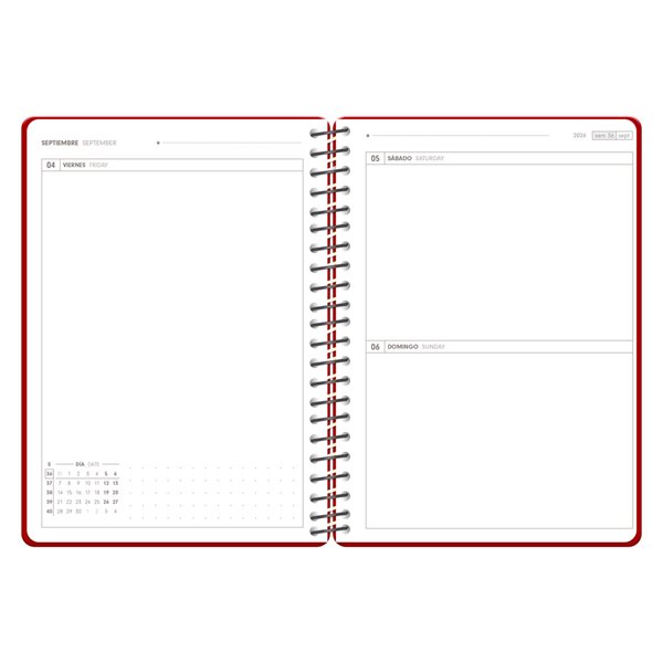 Agenda escolar antartik 26-27 espiral pack and go dia pagina 5+ bilingüe 80g papel fsc rojo