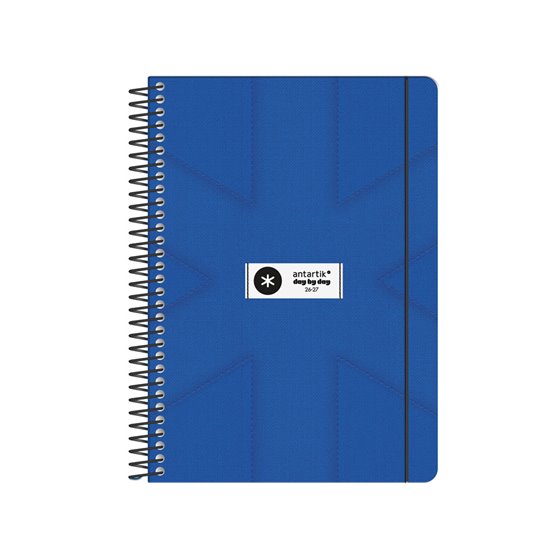 Agenda escolar antartik 26-27 espiral pack and go dia pagina 5+ bilingüe 80g papel fsc azul marino