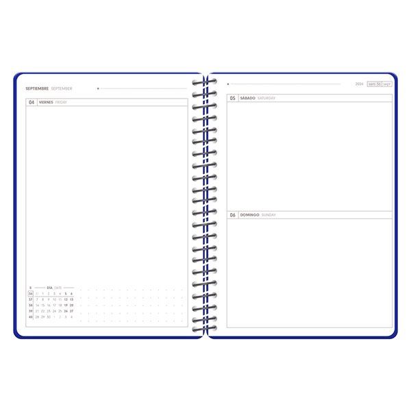 Agenda escolar antartik 26-27 espiral pack and go dia pagina 5+ bilingüe 80g papel fsc azul marino