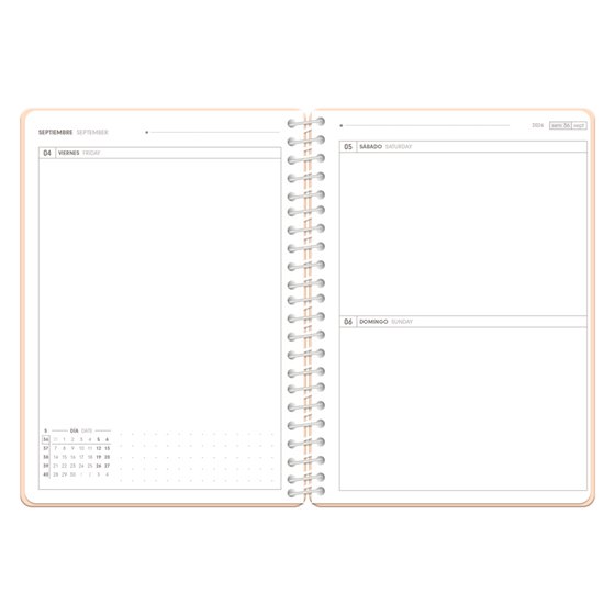Agenda escolar antartik 26-27 espiral essentials dia pagina a5+ bilingue 80g papel fsc rojo