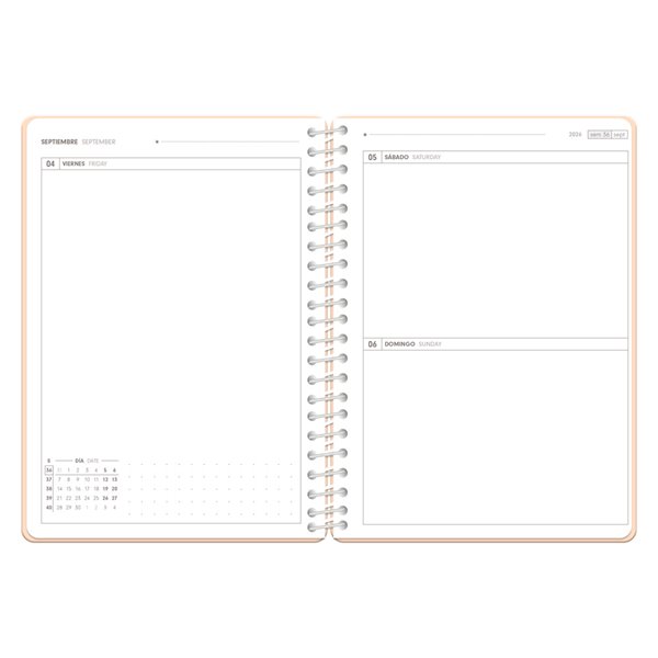 Agenda escolar antartik 26-27 espiral essentials dia pagina a5+ bilingue 80g papel fsc rojo
