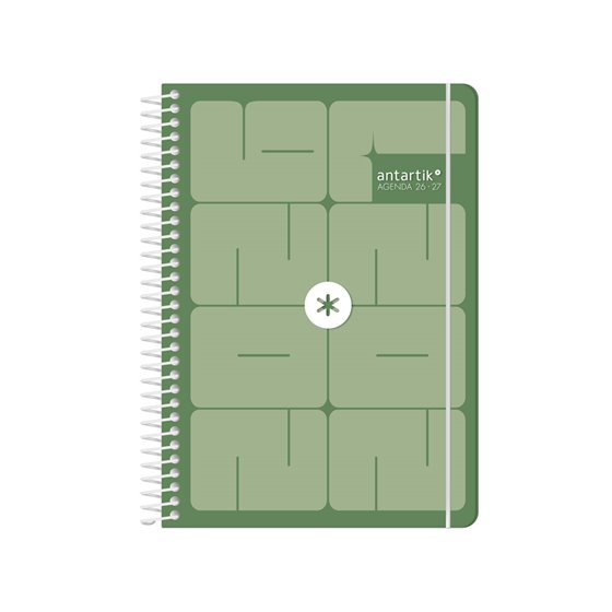 Agenda escolar antartik 26-27 espiral essentials dia pagina a5+ bilingue 80g papel fsc rosa